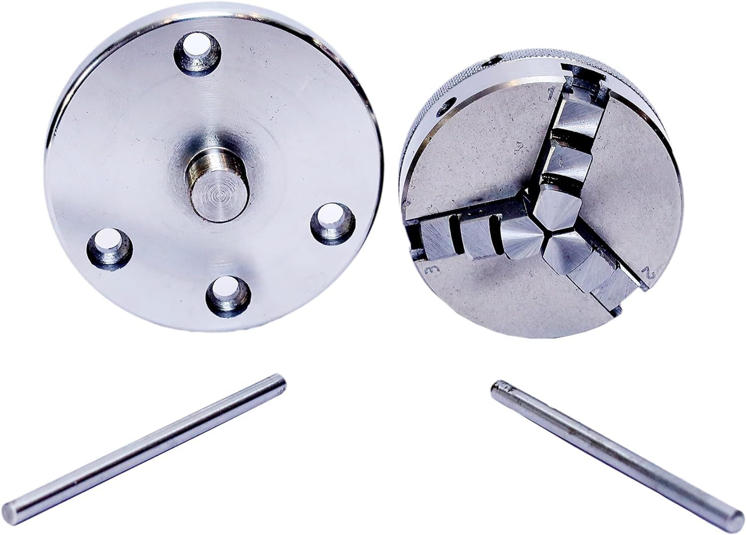 Tavola rotante orizzontale e verticale (H/V) con 4 fessure da 75 mm, mandrino autocentrante a 3 ganasce da 65 mm, con piastra posteriore + dadi a T + pulitore a T, strumenti di ingegneria per