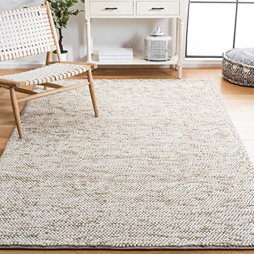 SAFAVIEH Natura Collection Area Rug - 6' x 9', Sage & Ivory, Handmade Wool, Ideal for High Traffic Areas in Living Room, Bedroom (NAT182W)