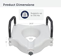 Vista 7 de Drive Medical RTL12027RA Asiento elevado para inodoro con brazos acolchados extraíbles, asiento estándar