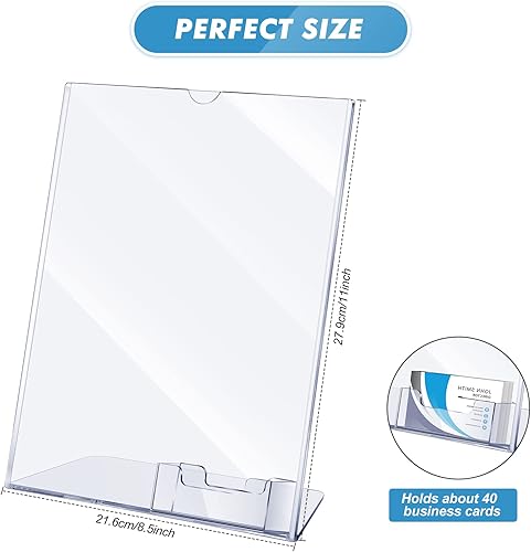Miniatura 3 de Vicenpal Soporte acrílico para letreros con soporte para tarjetas de visita, 8.5 x 11 pulgadas, soporte transparente para folletos, soporte para