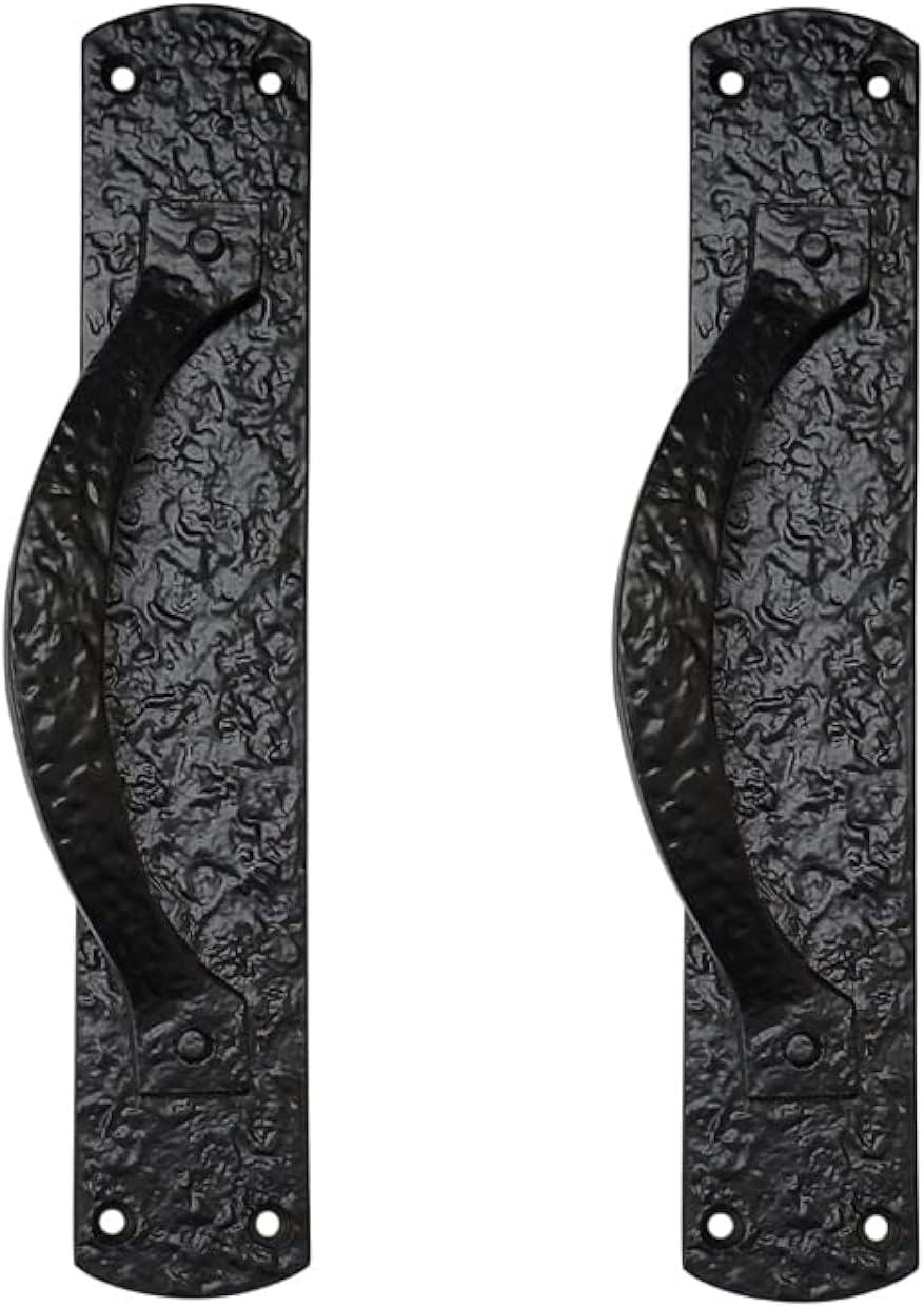 Adonai Hardware "Luhith Heavy Duty Antique Cast Iron Decorative Door Pull Handle with Plate for Vintage Sliding French Wooden Barn Doors, Gates, Fences, Farmhouse, Antique Hardware, Rustic Hardware