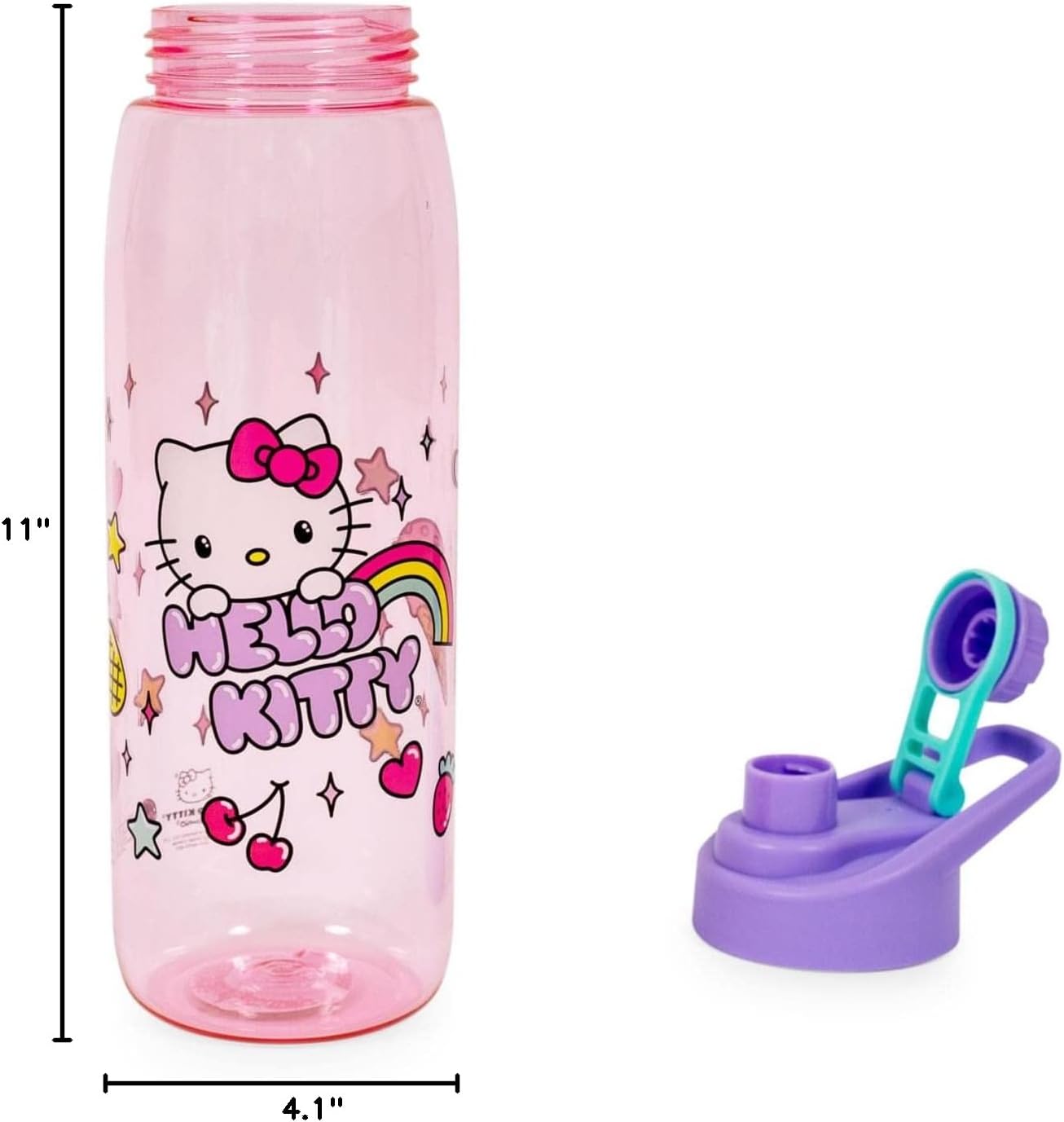 Sanrio Hello Kitty Rainbow Treats and Stars 28-Ounce Water Bottle with Lid | BPA-Free Plastic Sports Jug With Leakproof Screw-Top Lid | Hydration For Outdoor Activities, Gym Fitness | Cute Gifts - Image 8