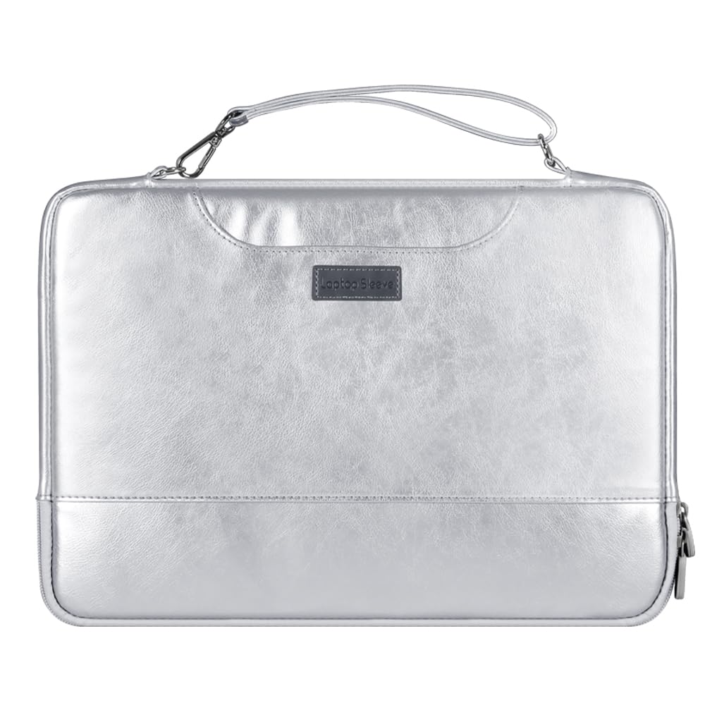 La borsa per computer portatile da 13/14 pollici è morbida e la borsa impermeabile per computer può essere portata in mano per i viaggi quotidiani, argento
