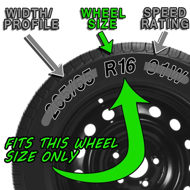 OxGord Semi-Universal 16 inch Black and Silver Snap-On Hubcaps with 10 U Spoke