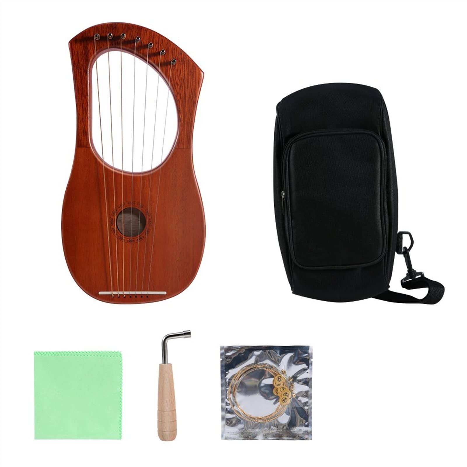 Harfen Kleine 7-saitige Leierharfe Leier Stahlsaiten Korpus Aus Mahagoni-Sperrholz Decke Aus Mahagoni-Furnier