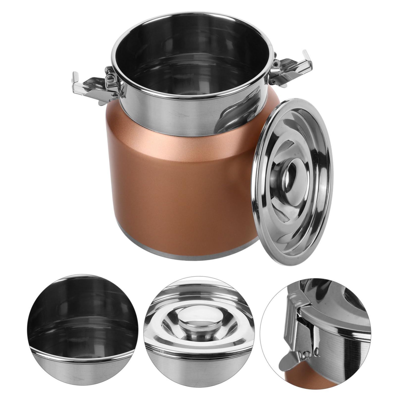 MAGICLULU Lattiera in Acciaio Inossidabile da 2.5l Coperchio Ermetico, Superficie Liscia e Stile Rustico Country, per Casa e Campeggio