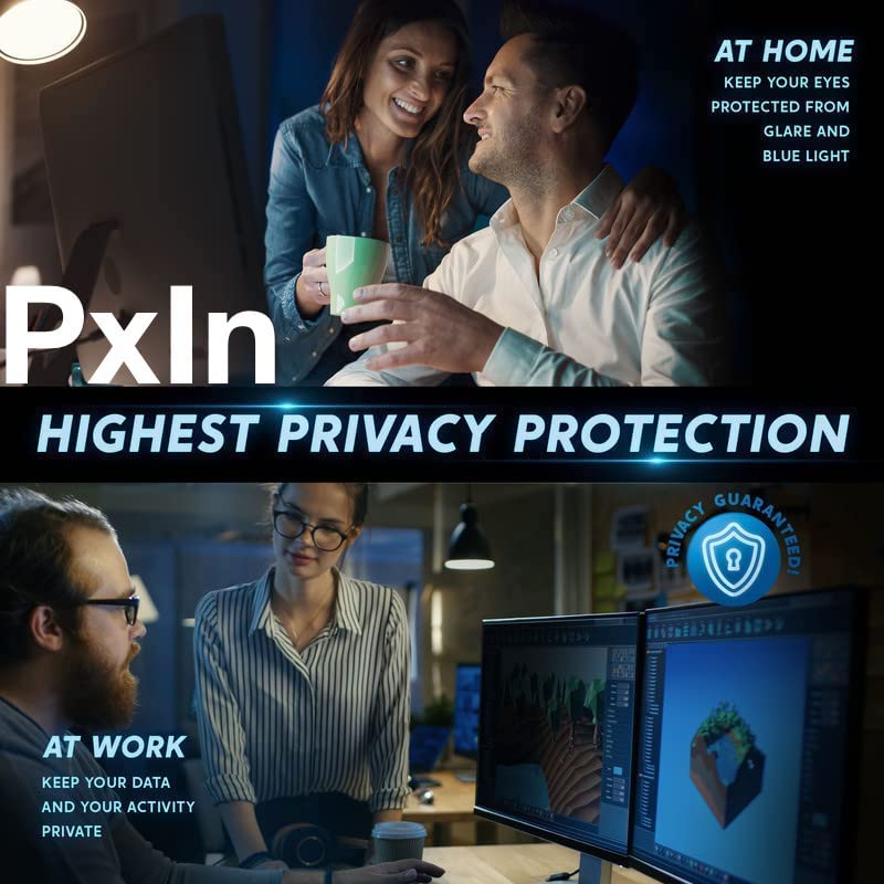 Image of PxIn 34 cm Privacy Screen Filter (16:9) NO Eye Strain | Anti Blue Light + Anti Glare | No Dry Eyes| Privacy Screen Protector