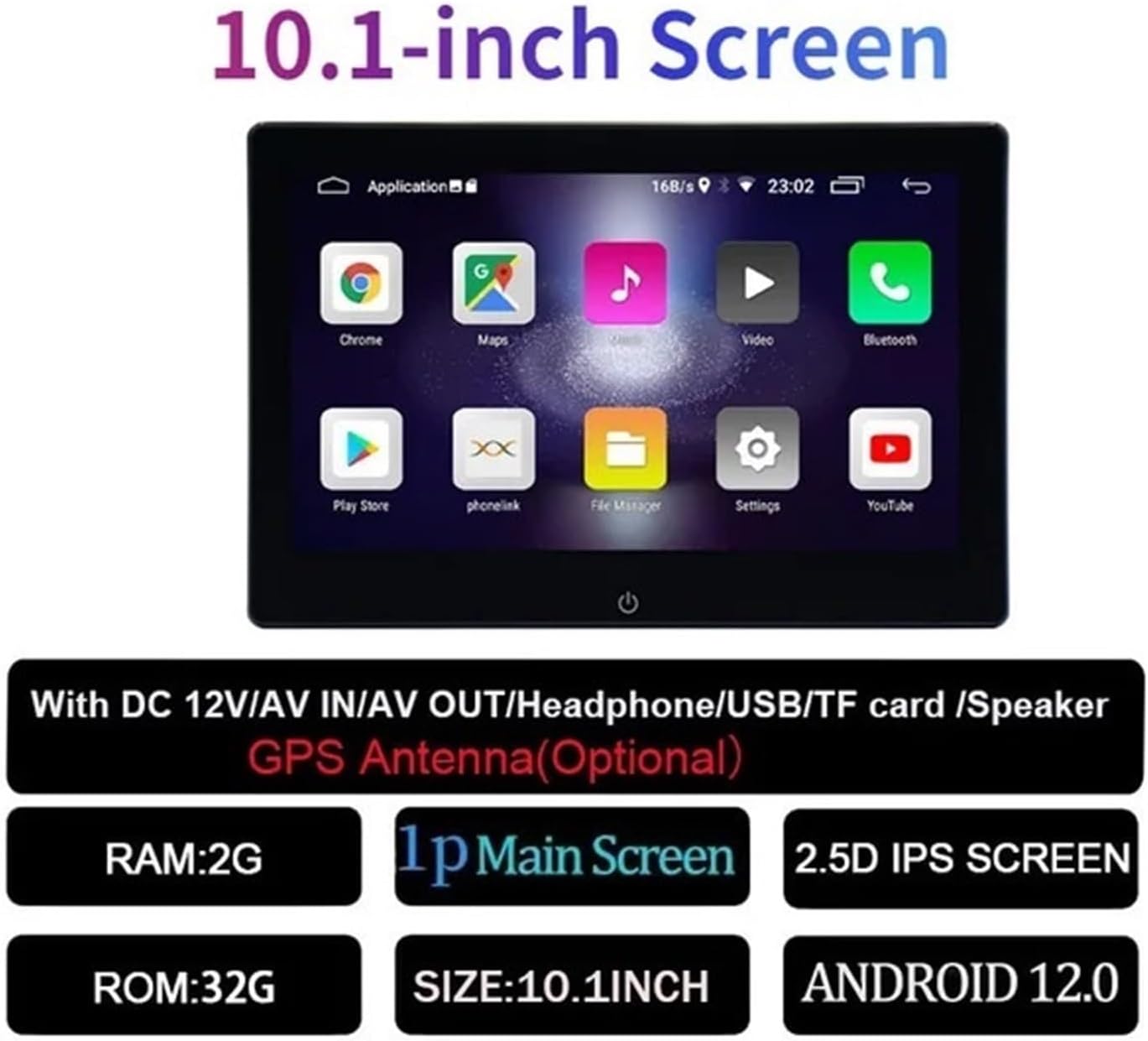 Car Headrest Monitor Tablet Screens 2G+32G Rear Seat Video TV Player FM Bluetooth USB GPS 10.1" HD Screen Easy Setup for Trips，2G32G2P