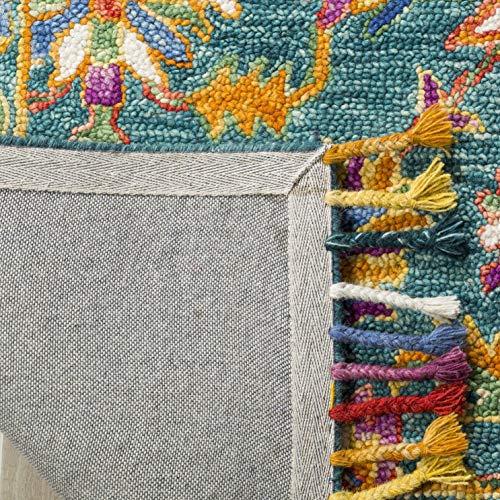 Tapete decorativo artesanal SAFAVIEH 2'x3' turquesa y púrpura miniatura 3
