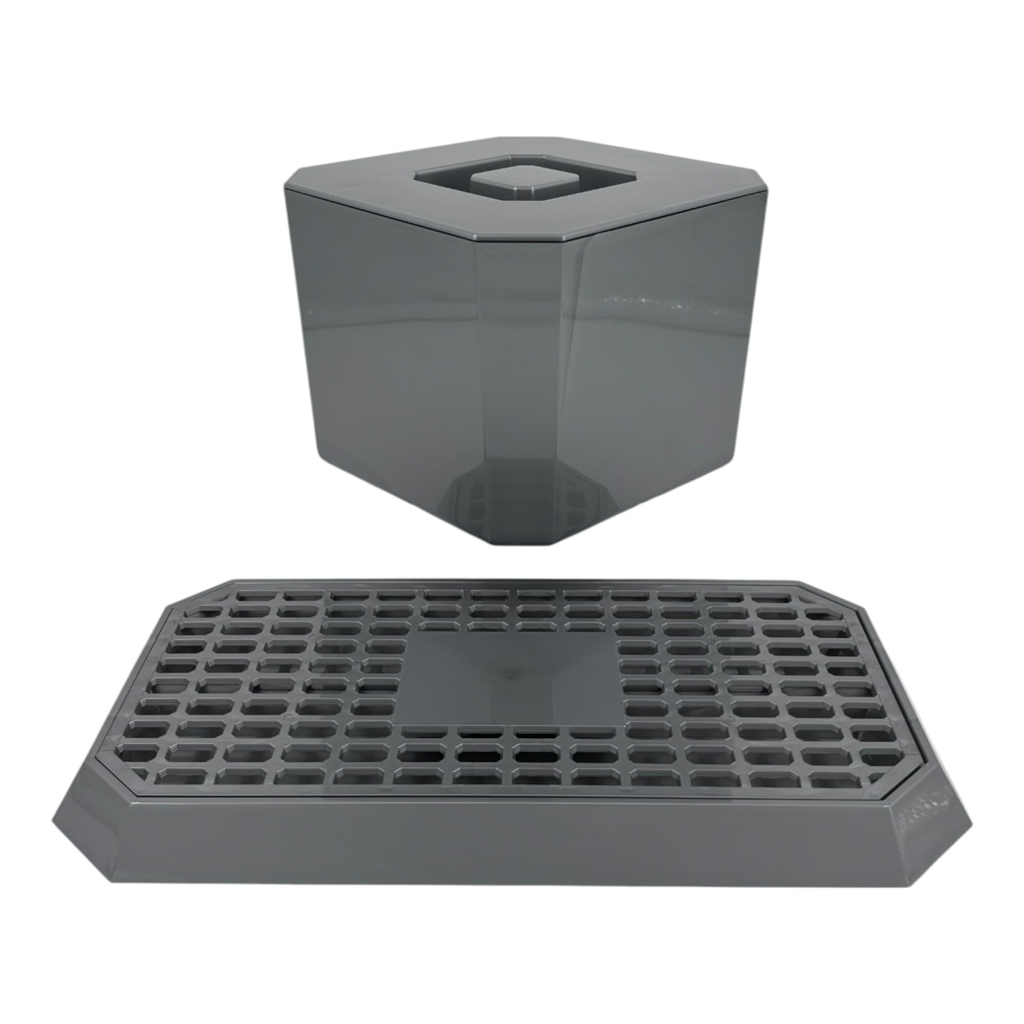 Chabrias Ltd Silver/Grey Uni Bar Plastic Drip Tray & Octagonal Ice Bucket: The Essential Bar Tools for Nightclubs, Pubs, and Restaurants - Made in England