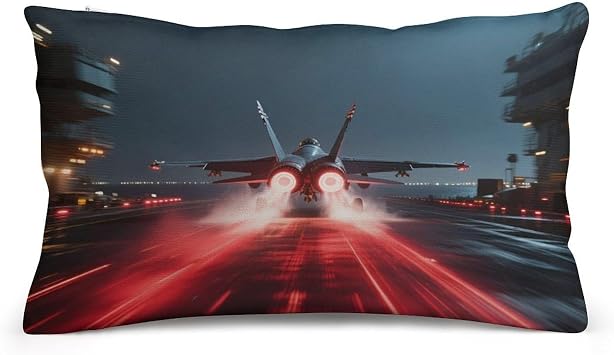 VIDI Fighter Jet from Carrier Throw Pillow Covers 8"x12" Decorative Pillow Protectors with Hidden Zipper Soft Plush Pillowcase Lumbar Pillows Covers for Living Room Couch Bed Sofa Home Decor