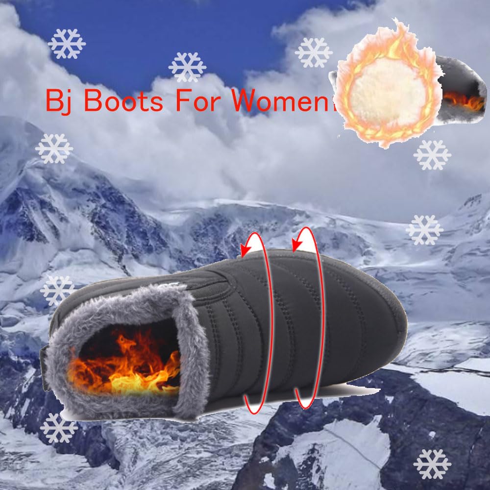 Stivali invernali Boojoy per donna Uomo, Stivali da neve invernali impermeabili Stivaletti con fodera in pelliccia