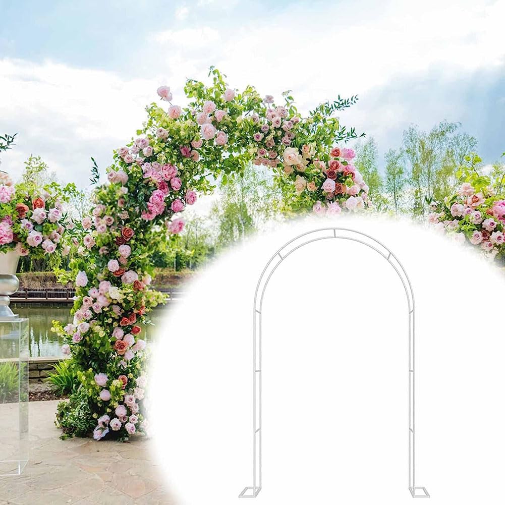 Arche de jardin en métal noir et blanc 3,5x2,2m pour plantes grimpantes