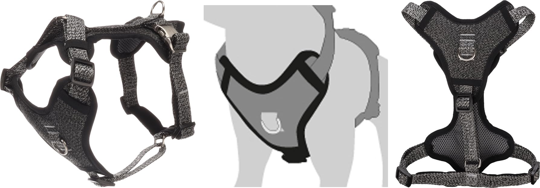 Flamingo Perro Arnés Mago Gris Oscuro M 38-61cm 45-70cm 25mm