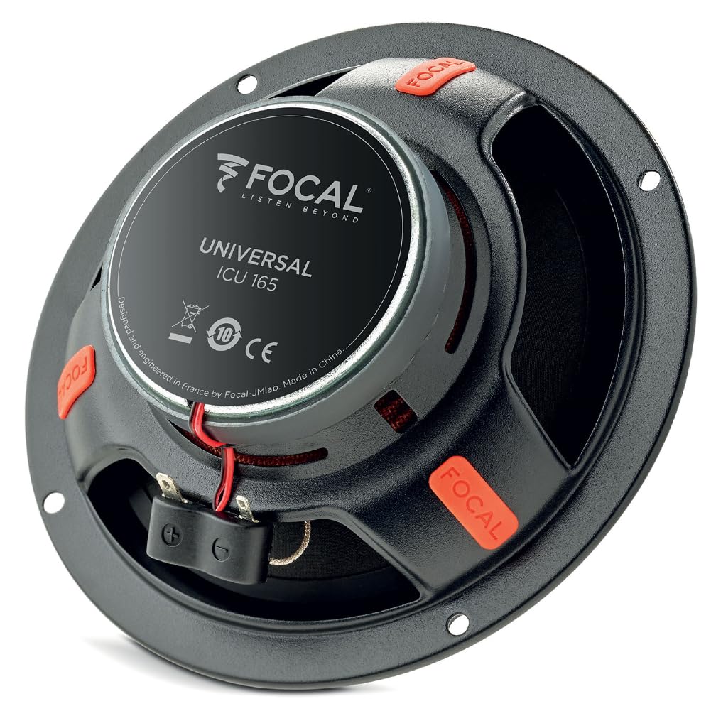 Kit Set para Focal Universal ICU 165 ICU165, 2 Altavoces coaxiales de 2 vías, 16,5 cm 165 mm 6,5" de diámetro, 70 vatios RMS, 140 vatios máx., 4 ohmios, 93 dB, por par + Tornillos incluidos