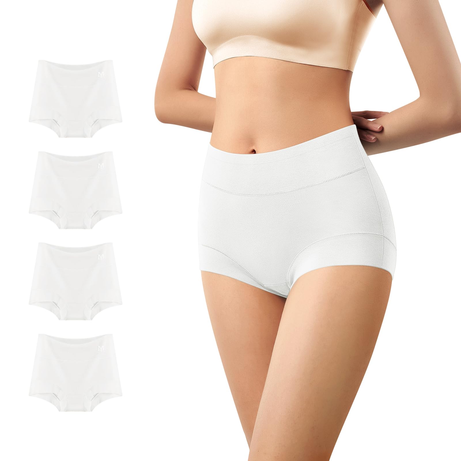 Ultimate Comfort cotton underwear for women,high waisted, Full Coverage, panties for women 4 Pack