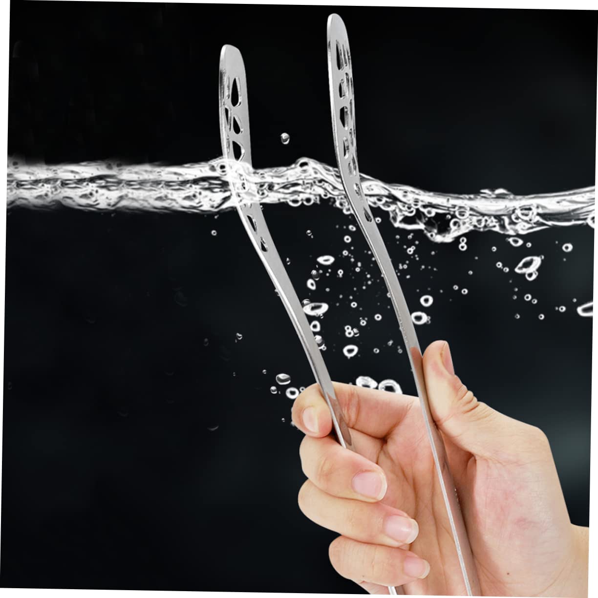 SOLUSTRE Stainless Steel Food Clip Multifunctional Serving Tongs with Hollow Heads for Bbq and Kitchen Use for Bread Pastries and Grilled Foods Heat Resistant Lightweight Easy to Handle