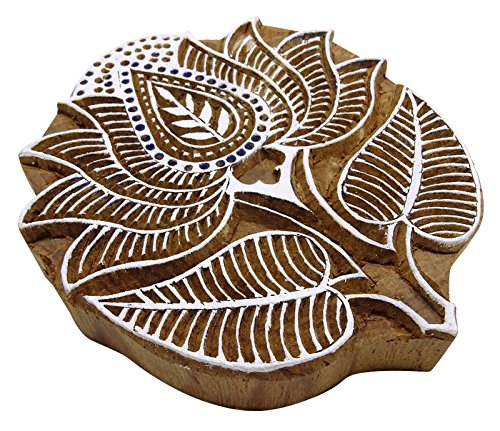 Ibaexports Handcarved Lotus Printing Block Wood Block Texile Stamp Block Print #TOP1