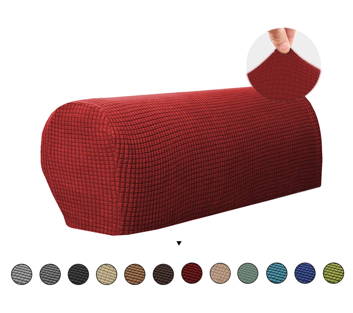 Sofa Armrest Cover Stretch Armchair Slipcover Furniture Armrest Protector for Sofa Chair Recliner Couch Loveseat Set of 2 (Burgundy)