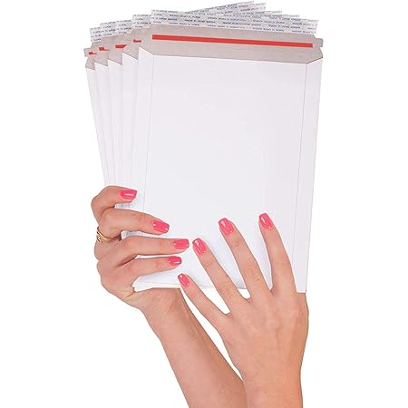 100 Pack 6x8 Inch Document Mailers - White Cardboard Self-Seal Envelopes For Shipping