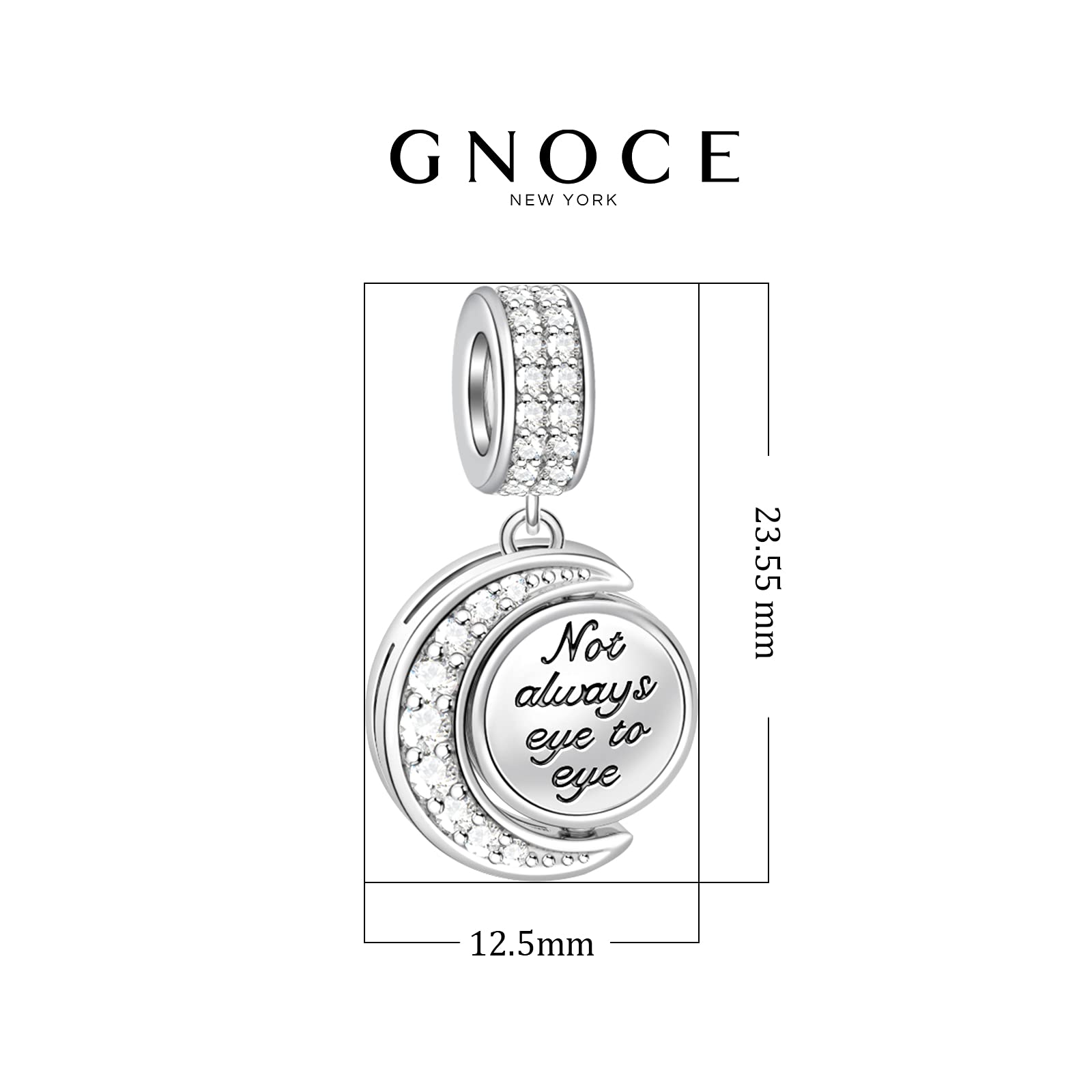 Gnoce Ciondolo a Forma Di Luna Galattica Cosmica In Argento Sterling Con Scritta In Inglese Adatto Per Braccialetto/Collana Regalo Di Natale Per Donne
