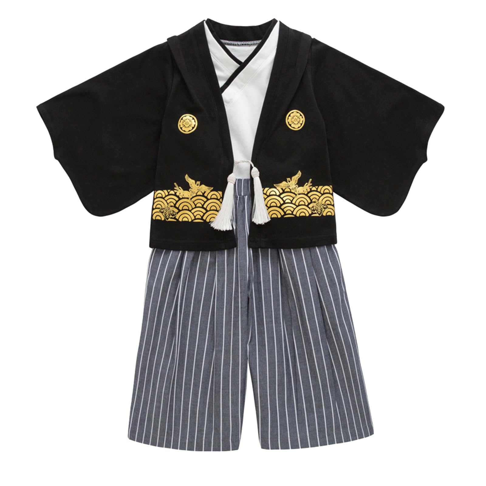 1 ensemble kimono traditionnel costume kimono traditionnel pour garçon en tissu noir