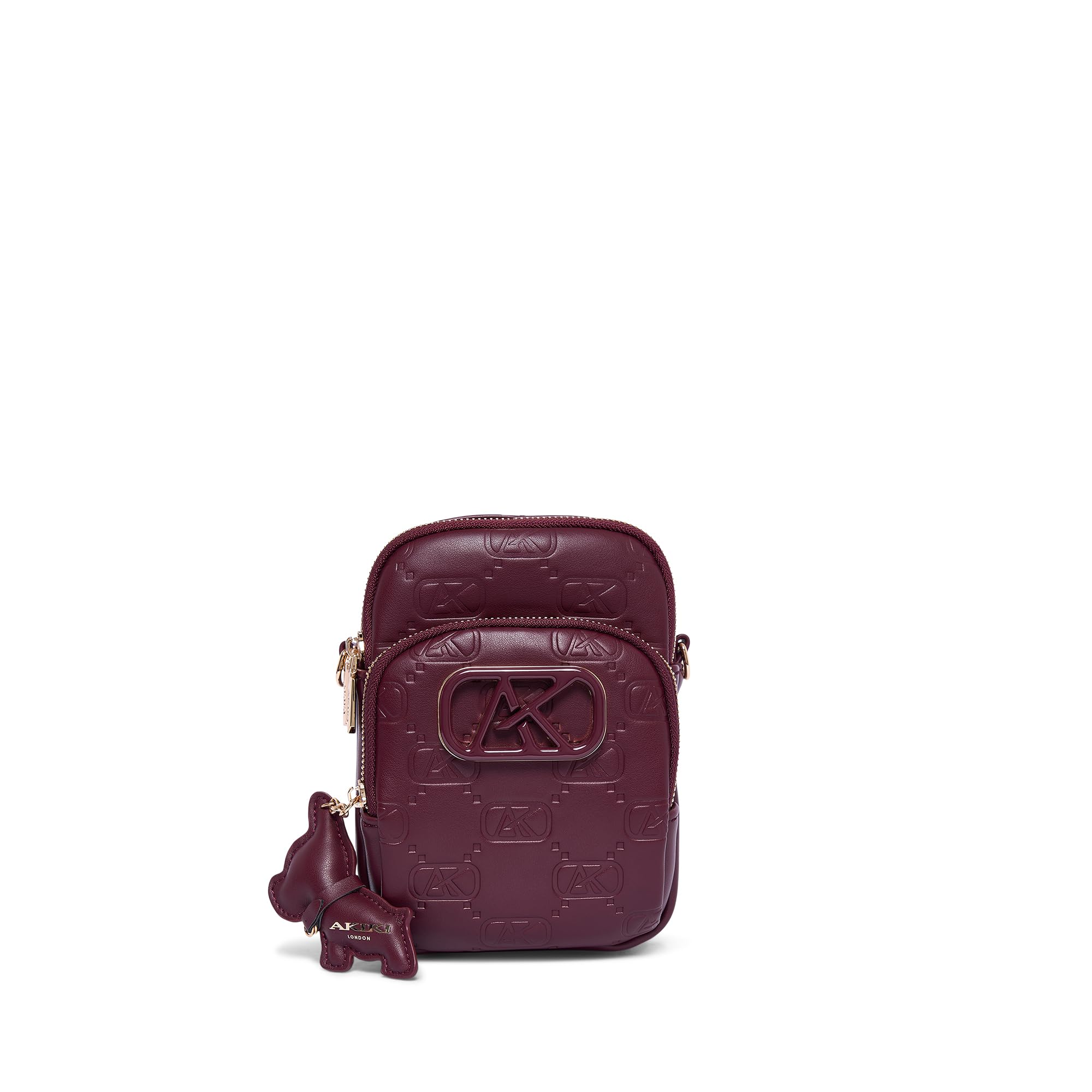 akiki London Women's Dalston 14 Sling Bag|comes with Dog Charm|Webbed Strap with branding|2 compartments|Vegan Leather Material|Crossbody Sling Bag for Women-picture-23