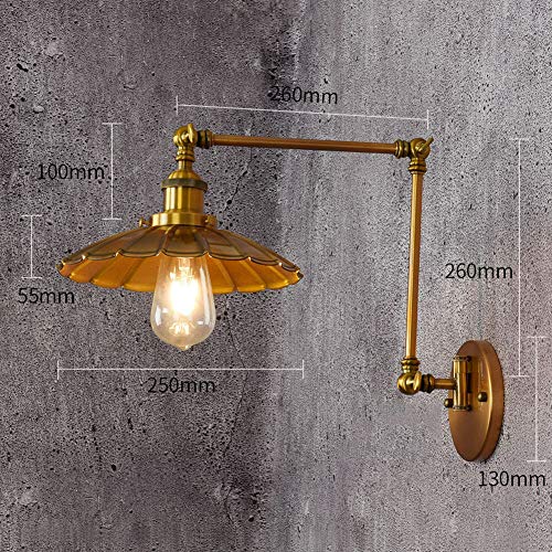 Lámpara de luz de pared retro ajustable E27 de metal para pasillo C 8