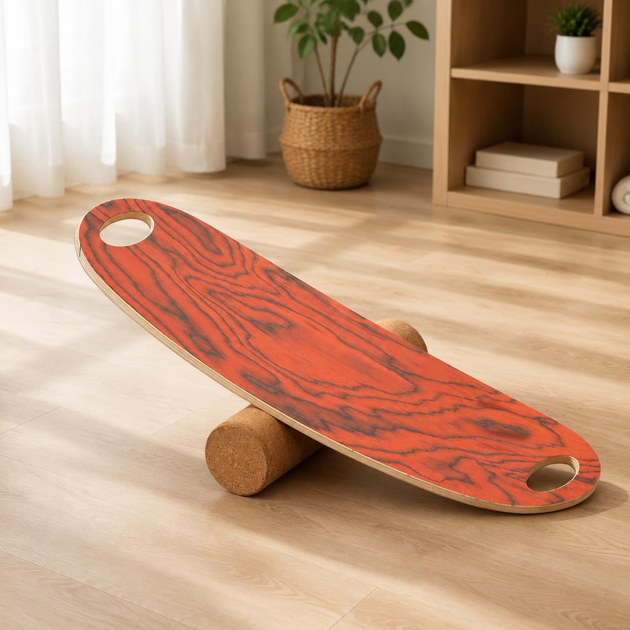 Balance Board in Legno Composito, Tavola Proprioceettiva con Rullo in, Pedana di Equilibrio Portatile per Adulti e Bambini
