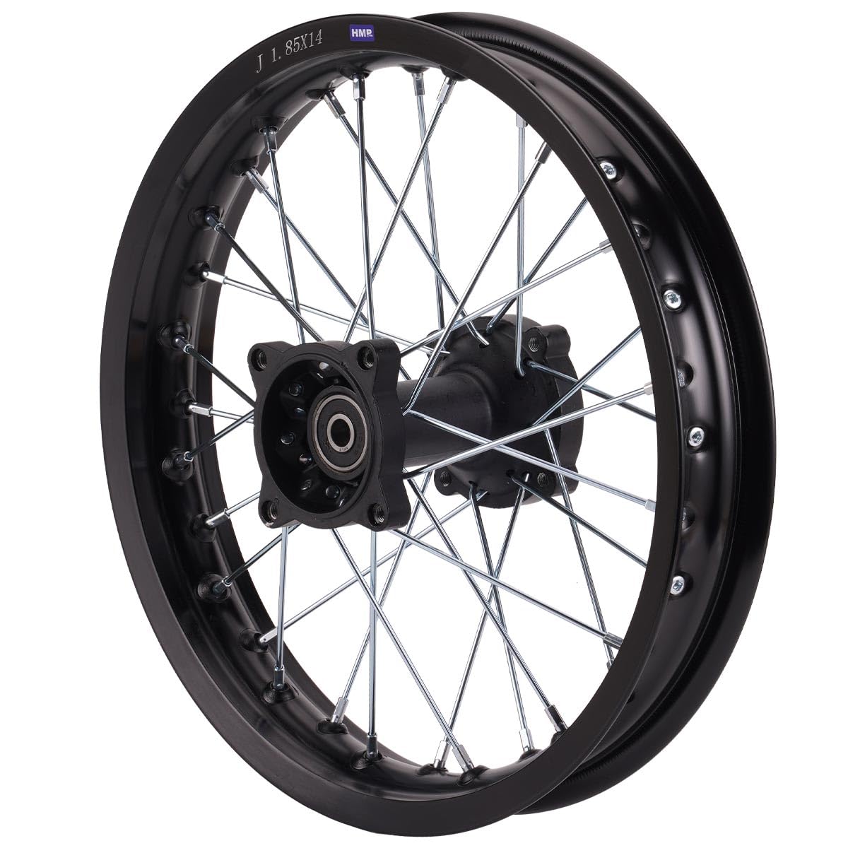Cerchio Alluminio Anodizzato 14 Pollici Posteriore Nero 12 MM Typ2 Pit Bike Dirt Bike Cross