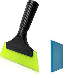 Small Squeegee with 5 Inch Rubber Blade, Car Window Tint Tool Water Wiper with Non-Slip Handle, Windshield Squeegee Vinyl Wrapping Scraper for Door Bathroom Mirror Cleaning (Green+Blue)