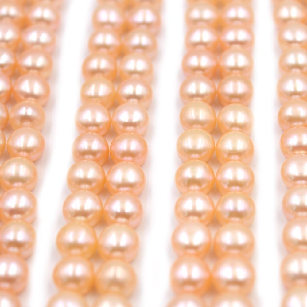 SR BGSJ Jewelry Making Natural 6-7mm 3A Grade Coin Button Pink Freshwater Pearl Half Drilled Beads 52 Pairs