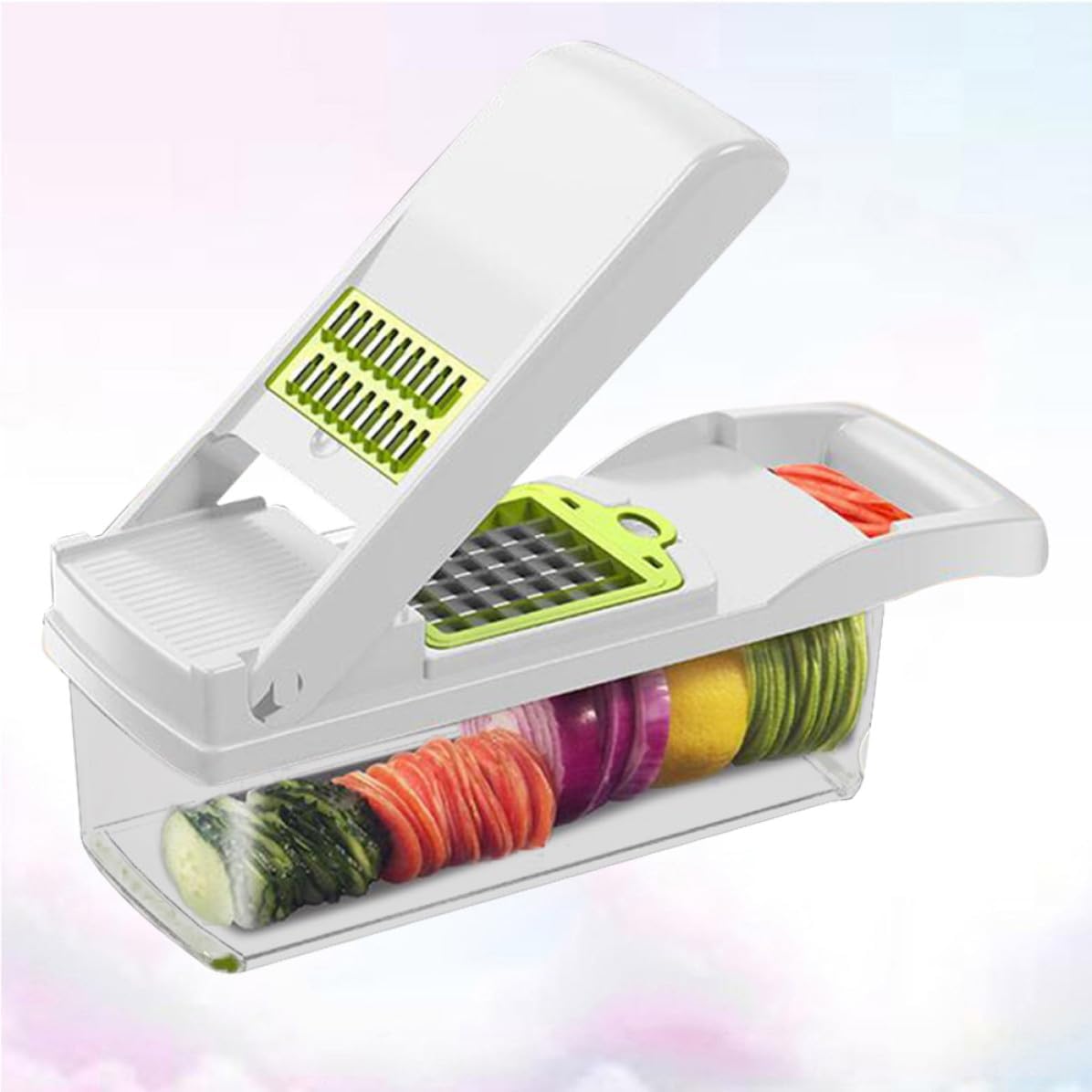 Multi Functional Vegetable Slicer Set with Storage Case, White