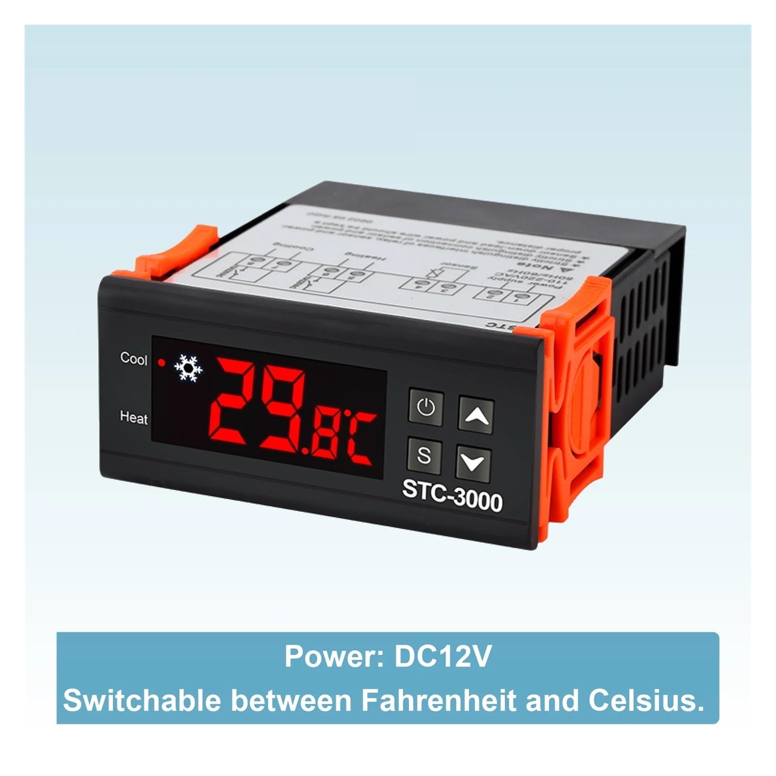 Termostato digital de temperatura con relé doble 3000, 12 V, 24 V, 220 V, con pantalla LED for incubadoras y acuarios.(STC-3000 12V)