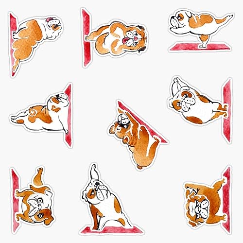 Pegatina de vinilo para parachoques de Bulldog Inglés Yoga Acuarela Pegatina de Parachoques Impermeable 5 pulgadas EVAN-YOGA-STICKERS-1271