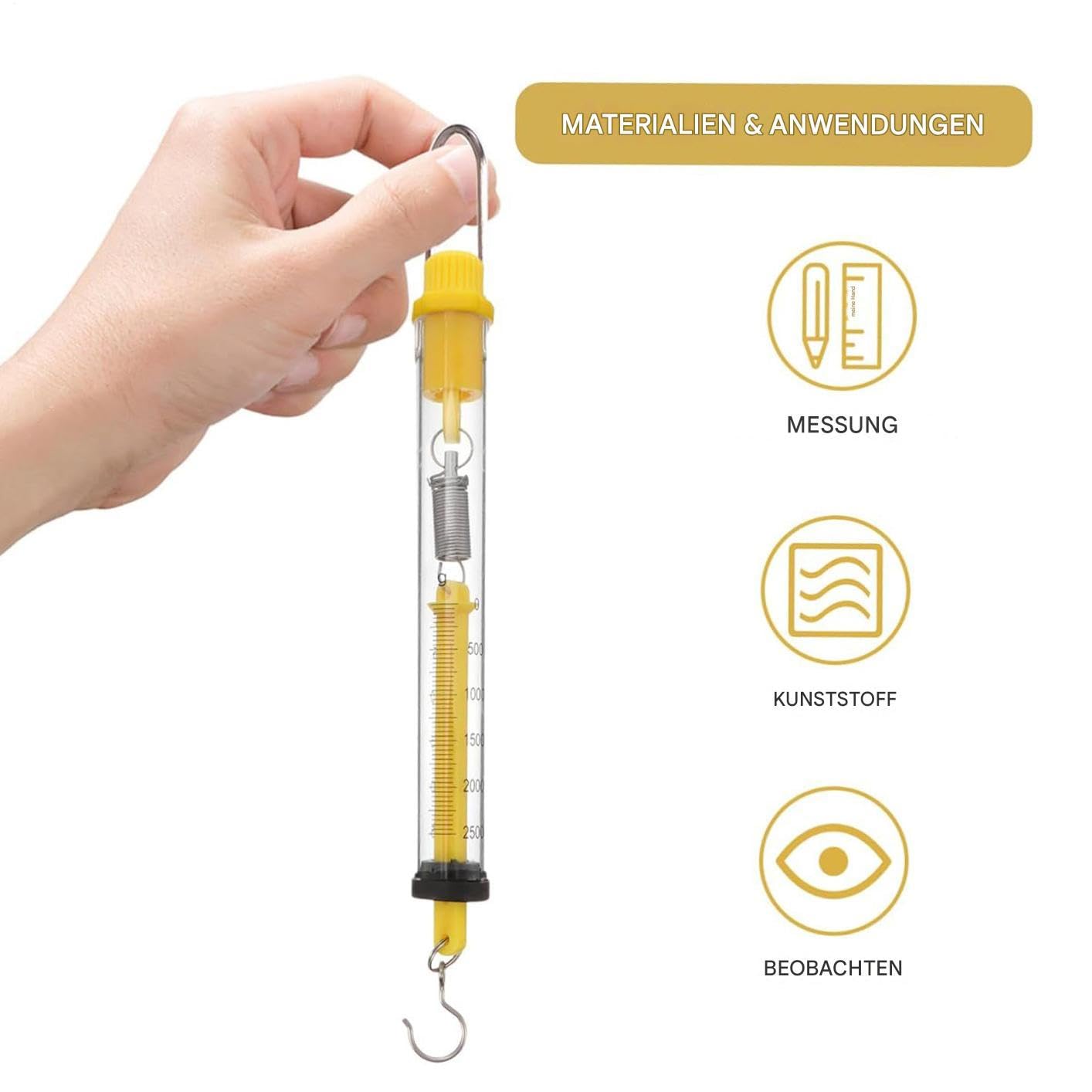 JINGLING Scaletta a molla Tubular Spring, capacità 2,5N | Dinamometro fisica,Per istituzioni scolastiche e laboratori educativi per scienze naturali