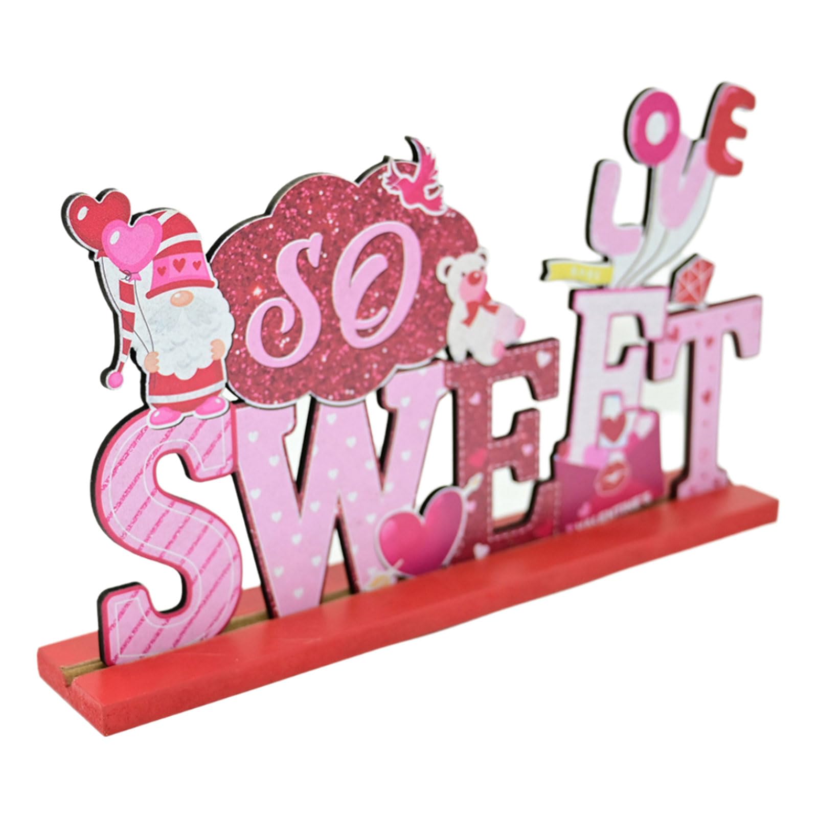 Buxuaaaa Wood Decorative Sign Wedding Desktop Cutout Table Ornament Sweet Valentine Day Tabletop Decoration Wood Sculpture