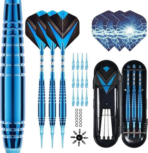 Lavishio Soft Tip Darts Sets - Soft Tip Darts for Electronic Dartboard Plastic Tip Darts Set with Aluminum Shafts + Extra 3 Dart Flights 3 Replace Plastic Shafts (Deep Blue)