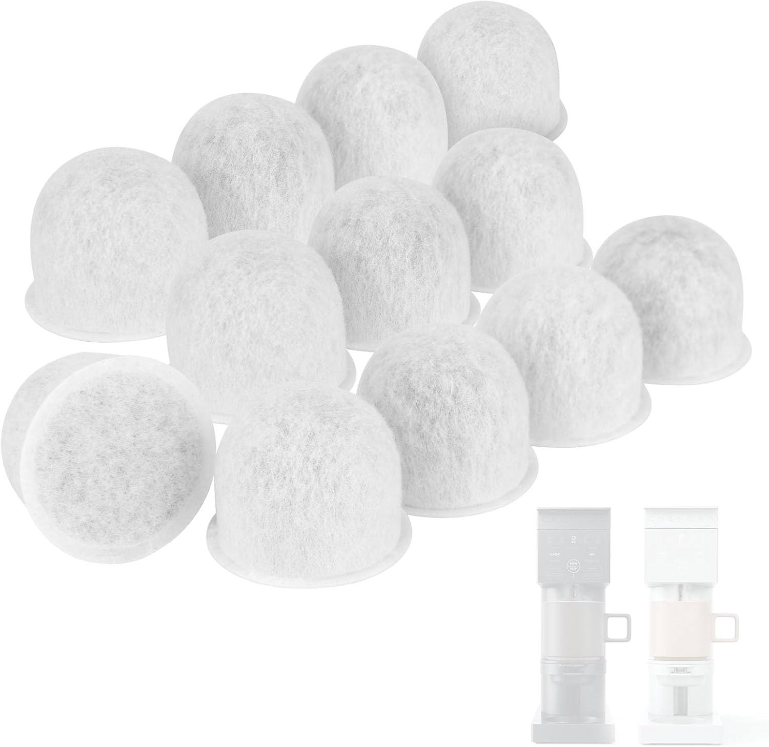 12pcs Charcoal Water Filter Cartridges for Chefman Caffeinator Single Serve & Drip 14-Cup Coffee Makers, Water Reservoir Filter Replacement for Coffee Machines Filtering Sediment and Impurities