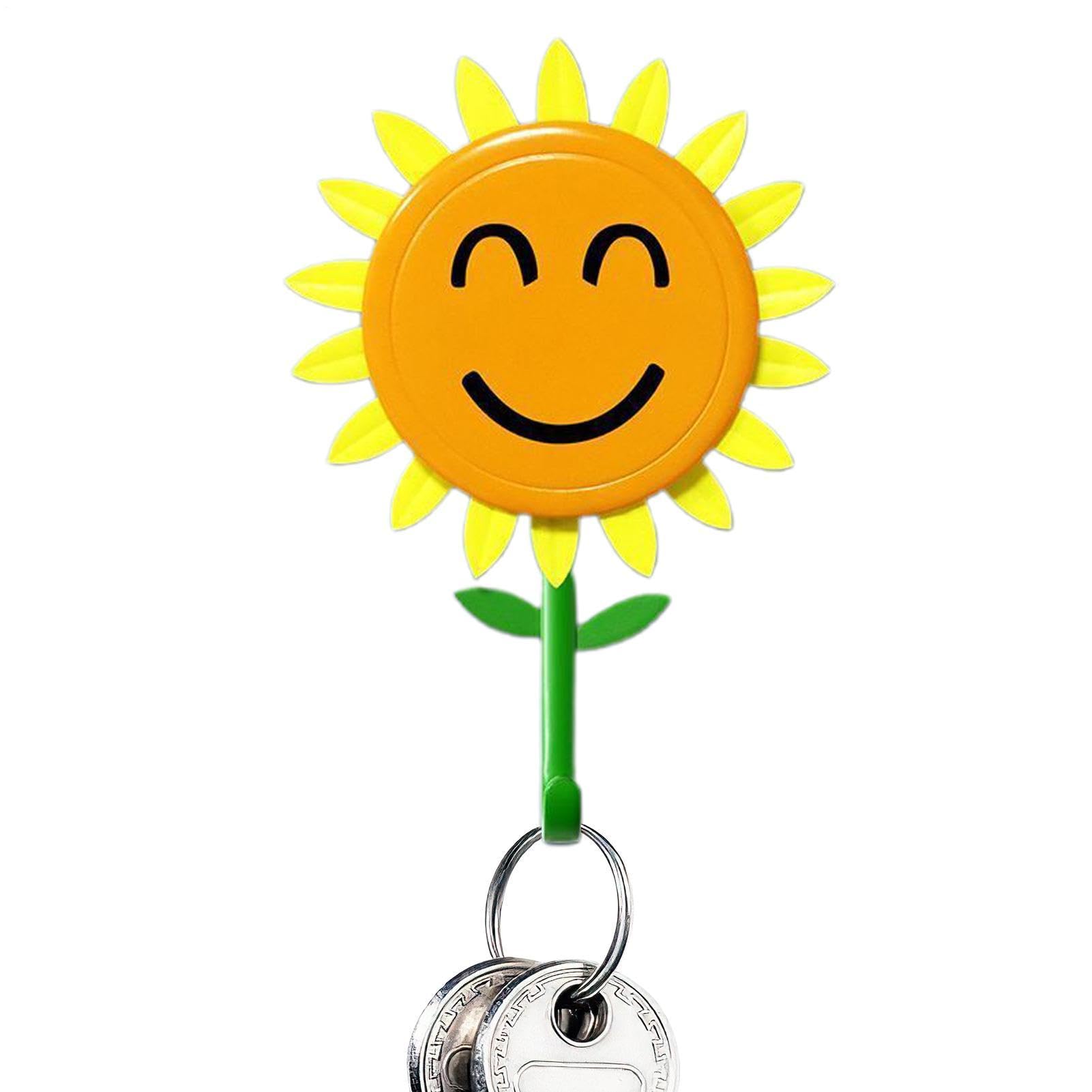 Emdvsco Sunflower Wall Hook, Sunflower Fun Wall Hooks, Retractable Flower Design Self-Adhesive Waterproof Hanger for Bathroom Kitchen Keys Bedroom Home