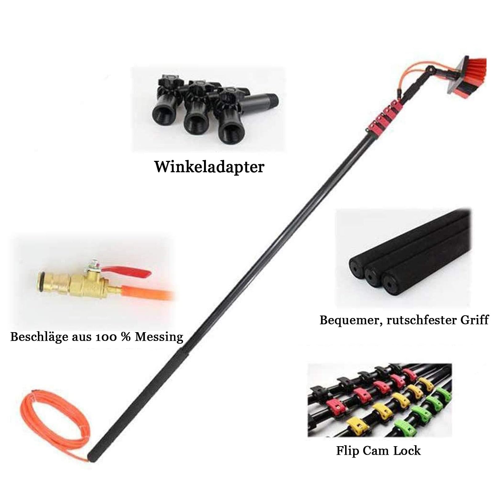 Witriolik Teleskop Fensterwischer 3,6-10,8m - Mit Wasserversorgung Für Hohe Fenster