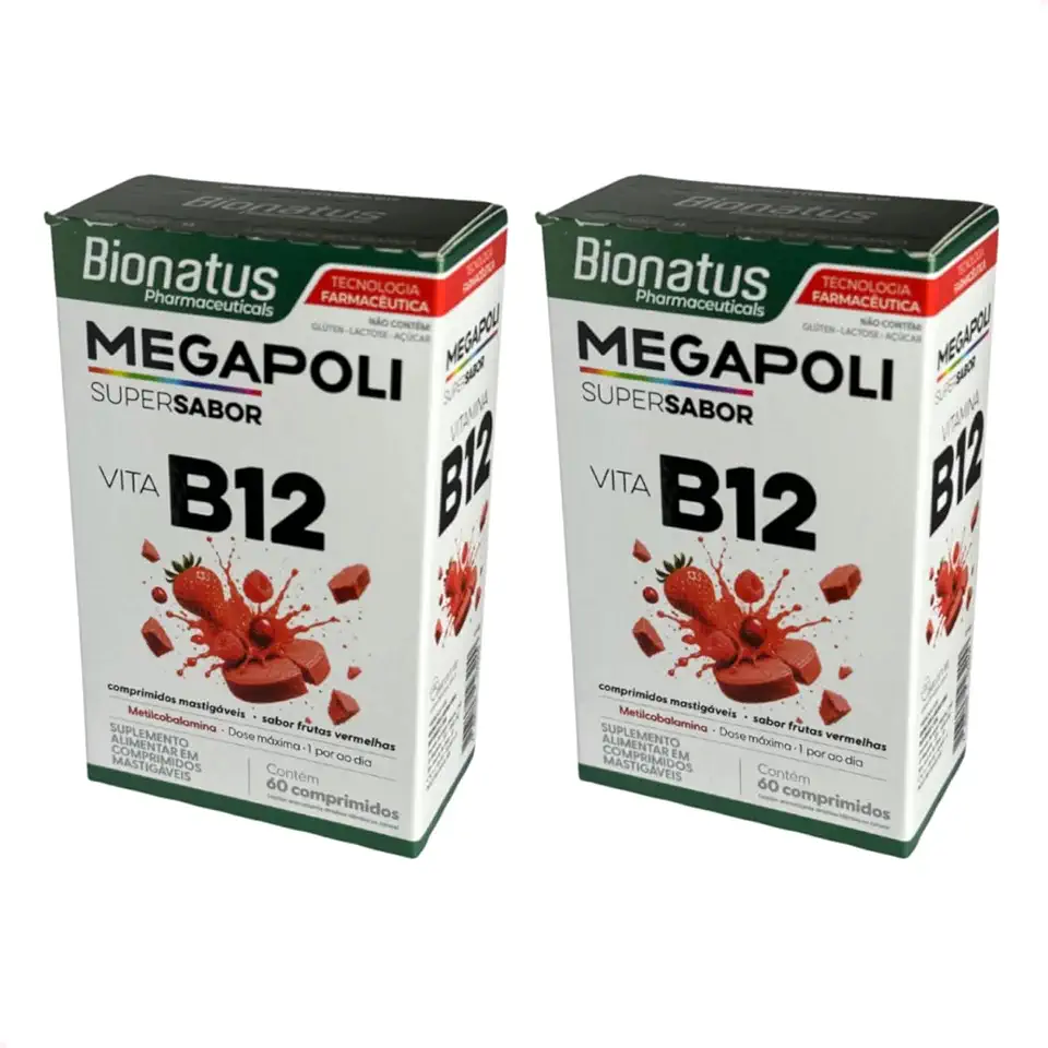Kit com 2 Megapoli Vita B12 com 60 Comprimidos Mastigáveis cada