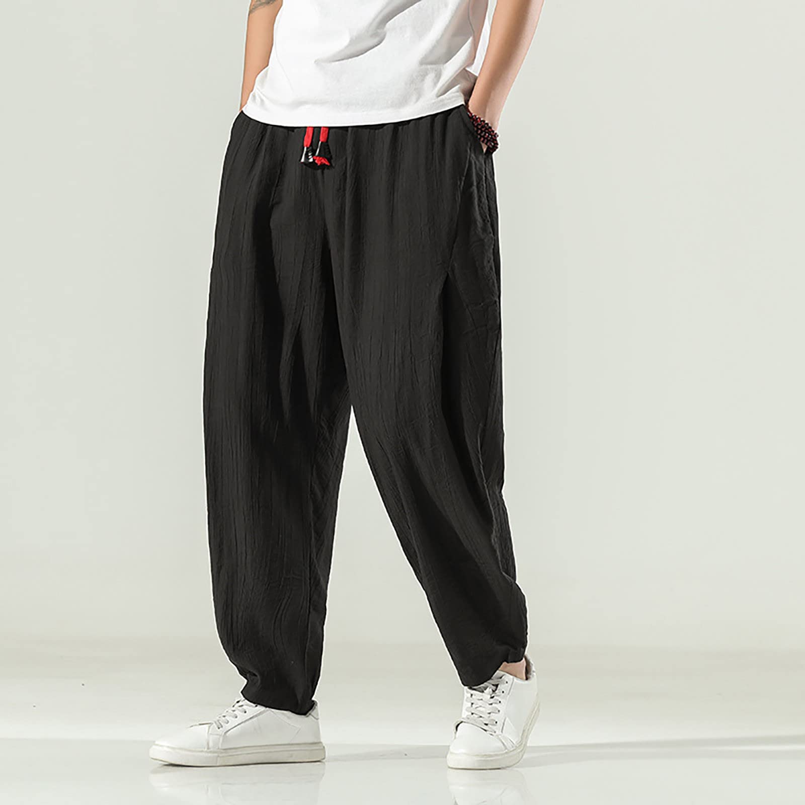 Pantalon sarouel baggy pour homme Goa - Style japonais - Pantalon de loisirs - Pantalon baggy chinois - Pantalon sarouel - Hippie Yoga Ballon Bloomer - Décontracté - Pantalon de course ample