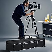 Vista 15 de Funda de Transporte para Trípode, Bolsa de Trípode Resistente con Divisor Acolchado, Bolsa de Soporte de Luz, Funda de Monopié con Cremallera Doble