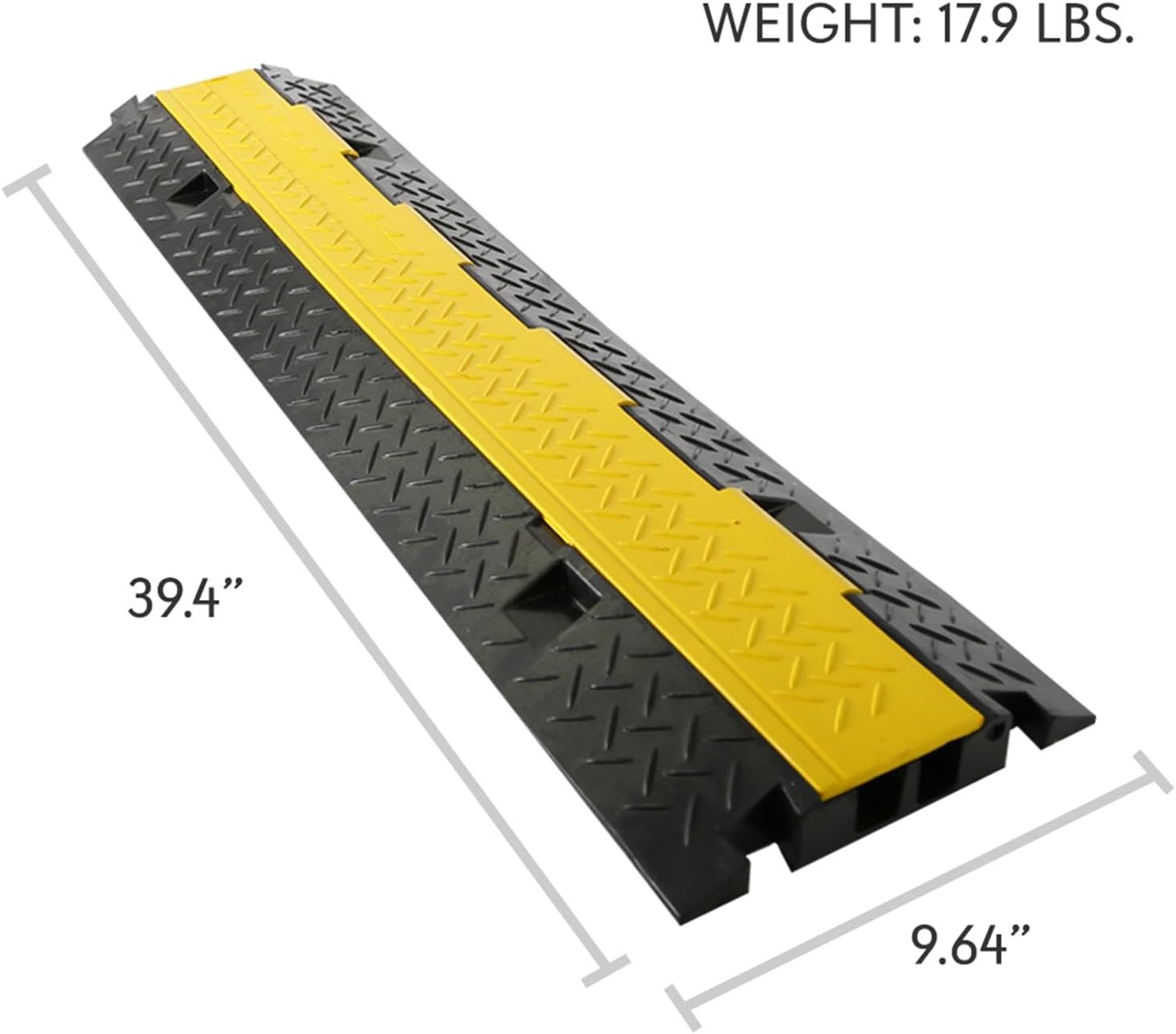 Pyle Durable Cable Protective Ramp Cover - Supports 44000lbs Dual Channel Heavy Duty Cord Protection w/Flip-Open Top Cover, 39.4” x 9.64” x 1.57” Cable Concealer for Indoor Outdoor Use -PCBLCO103