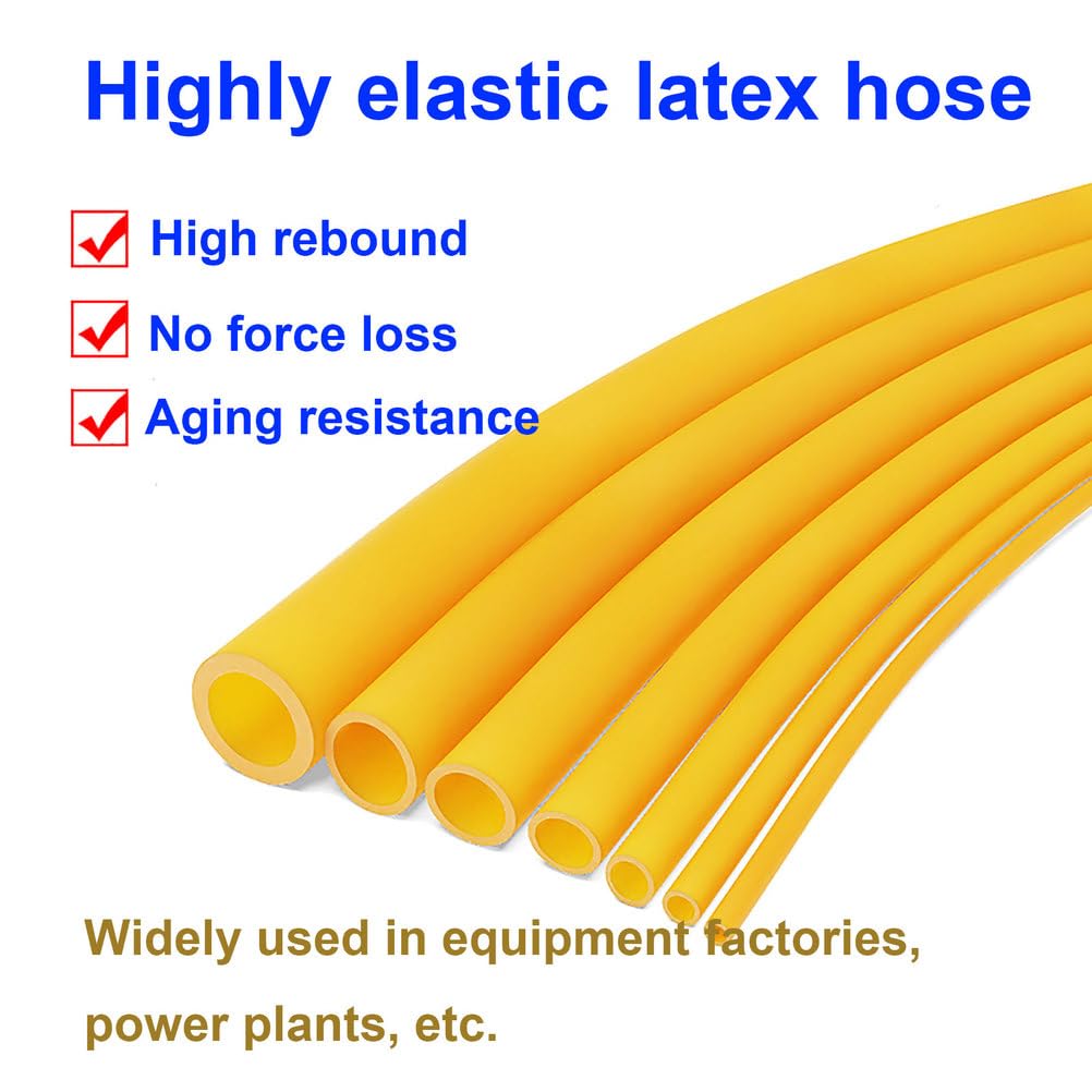 COYOUCO Tubos Caucho Látex Natural Alta Elasticidad, Manguera Flexible Amarilla 25Mm*29Mm para Experimentos Laboratorio, Bandas Tirachinas, Torniquetes Y Proyectos De Bricolaje,10m