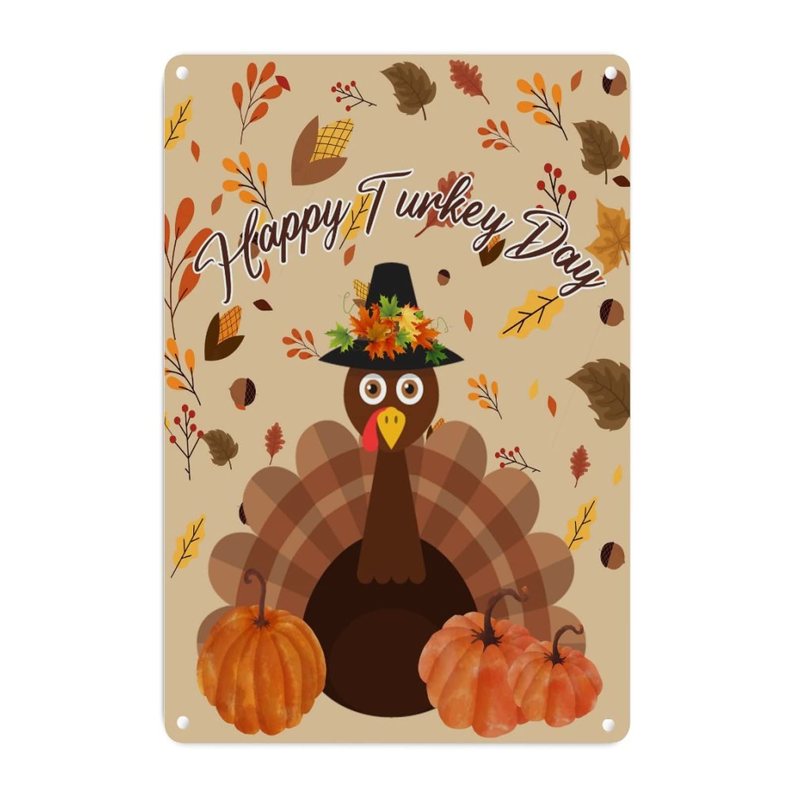 Plaque en métal Happy Thanksgiving, le cadeau rétro idéal pour célébrer l'automne en famille