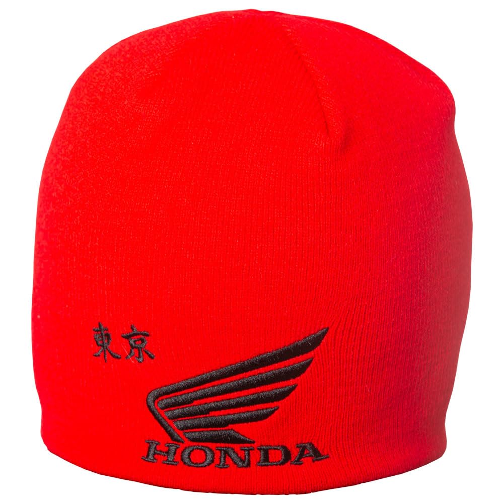 D’cor Visuals Red Knit Beanie – Winter Hat Compatible with Honda® Fans, Motorsports Riders & Powersports Enthusiasts