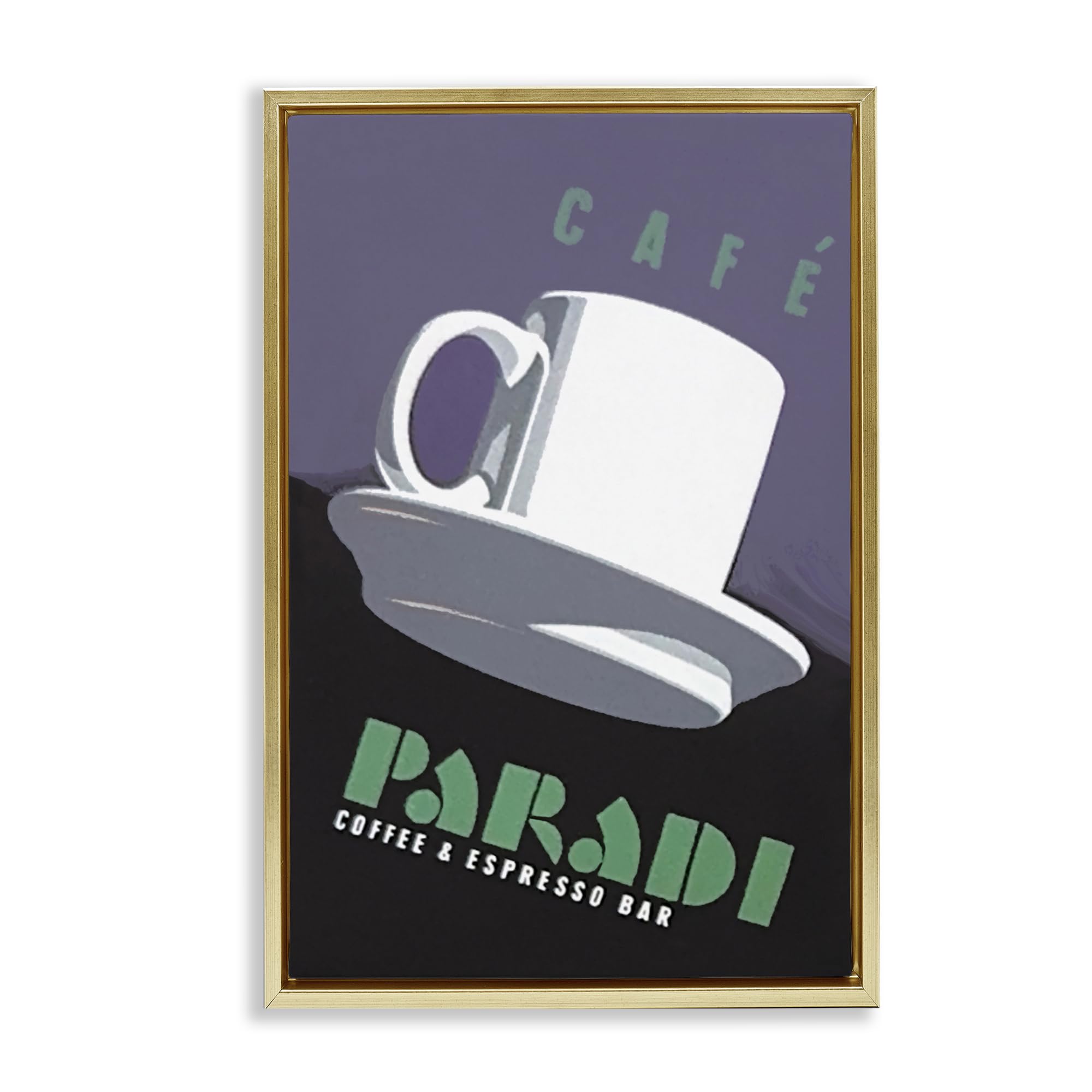 Stupell Industries Metallic Gold (Matte) Coffee Espresso Retro Typography, 20 X 30 Inch Canvas In Floater Frame