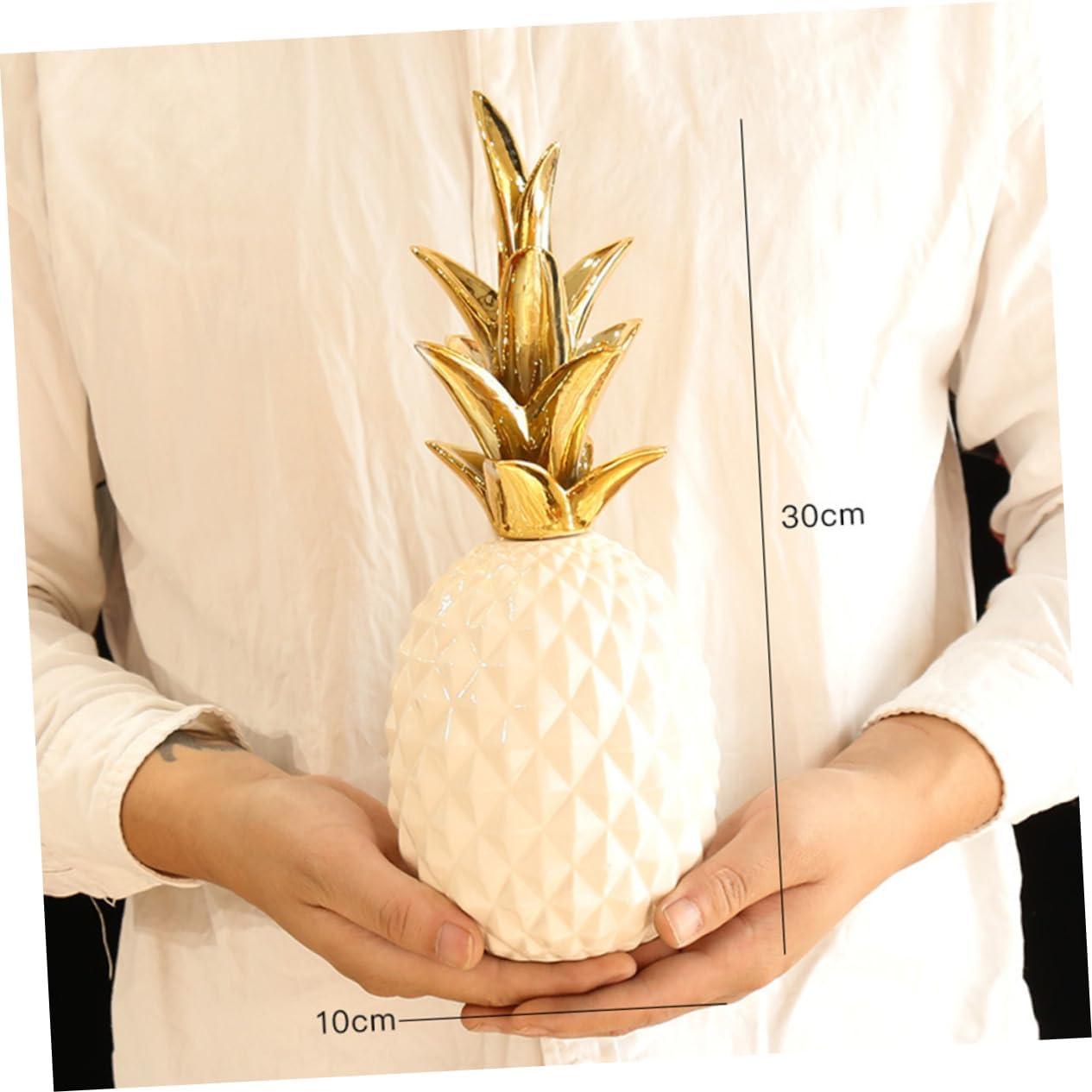 Pineapple Crafts Table Ornament White Fruit Decoration for Home Kitchen Living Space Present for Family and Friends